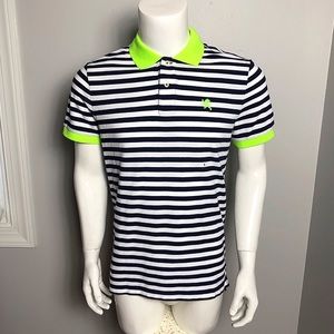 NWT Express Polo Shirt Striped Blue Pique NWT